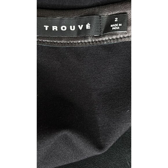 Trouve Black Leather Pointe Skirt Size 2 Pencil Straight Diagonal Zip Hem - Picture 11 of 12